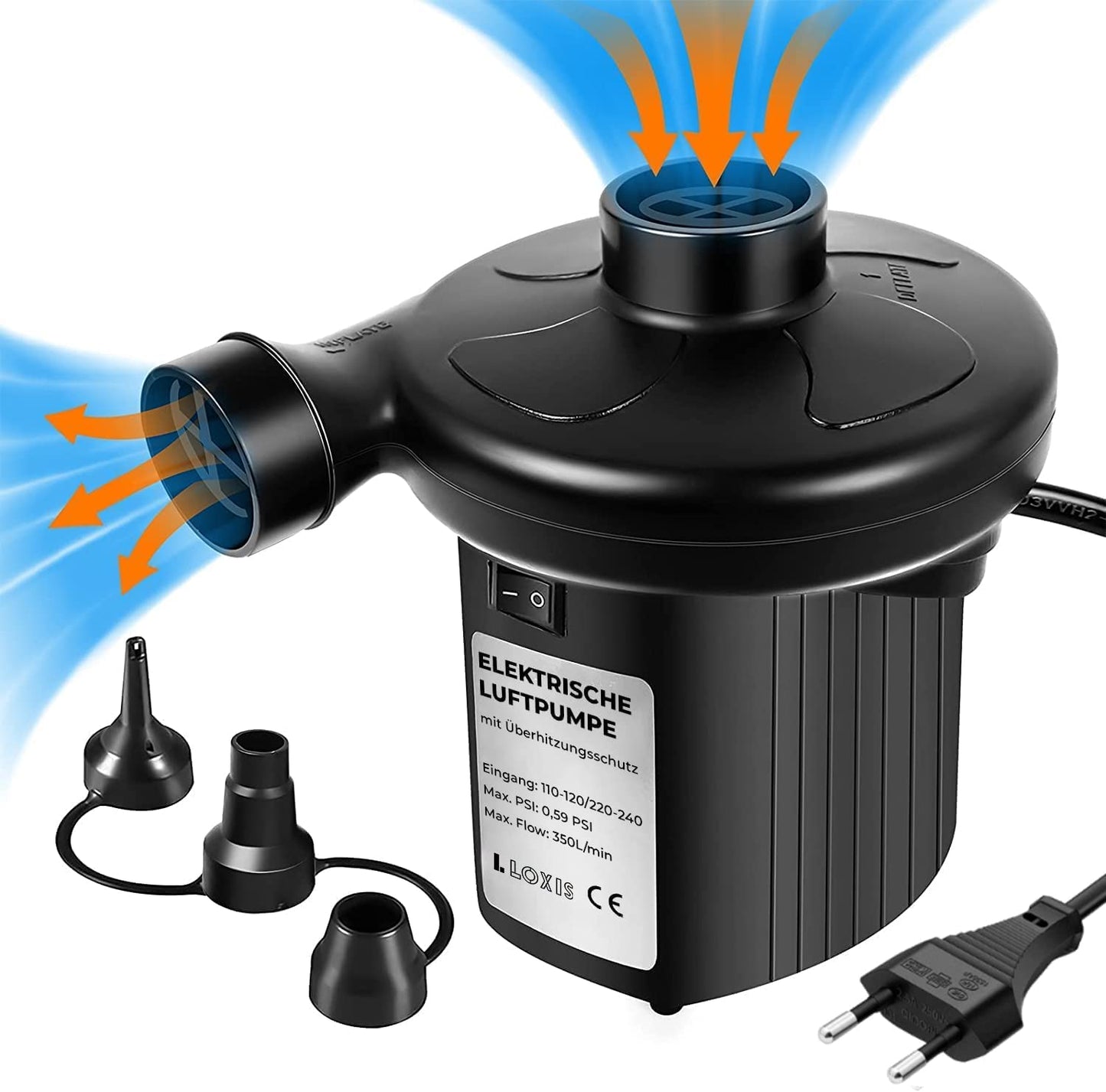 Elektrische Luftpumpe für Pool | Befüllpumpe für XXL Poolkissen