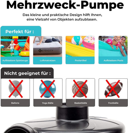 Elektrische Luftpumpe für Pool | Befüllpumpe für XXL Poolkissen