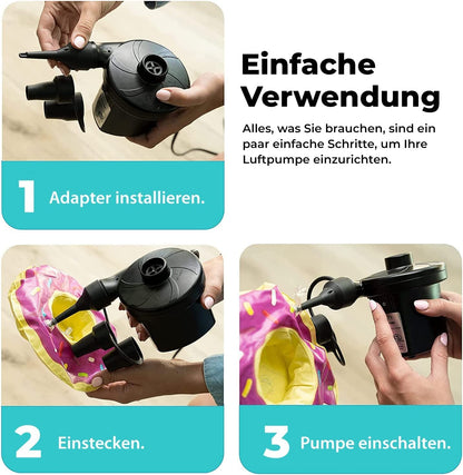 Elektrische Luftpumpe für Pool | Befüllpumpe für XXL Poolkissen