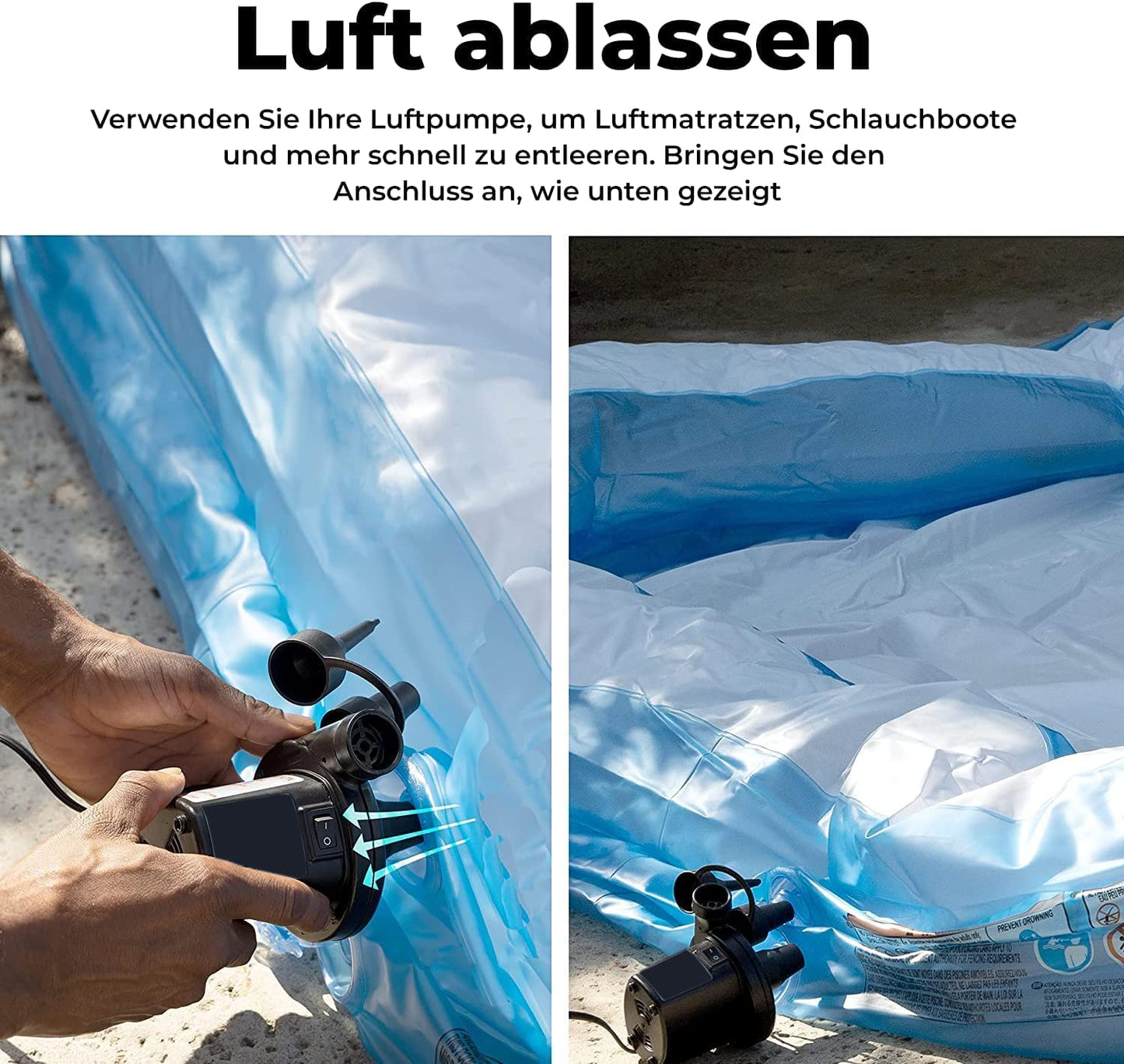 Elektrische Luftpumpe für Pool | Befüllpumpe für XXL Poolkissen